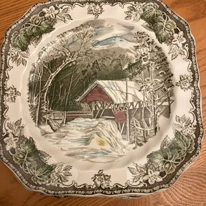 7 plates Johnson Bros Vintage  Covered Bridge salad plates 7.5 inches